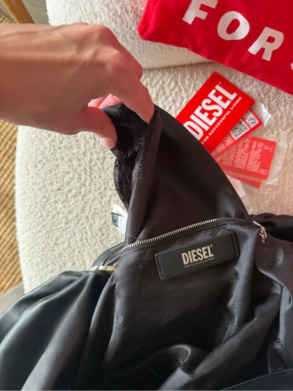 Diesel Black Twisted Handle Shoulder Bag
